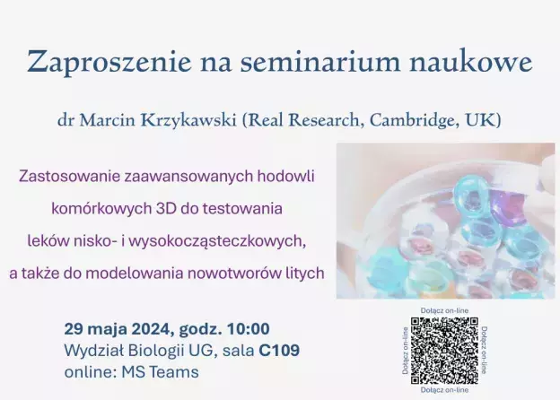 Zaproszenie na seminarium naukowe - 29 maja 2024