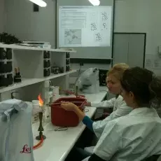 09.11.2010 - mgr Katarzyna Bielawska z Katedry Mikrobiologii prowadzi zajęcia dla uczniów ZSSO w Gdańsku pt. "Barwienie i obserwacja preparatów komórek bakteryjnych" 