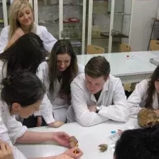 12.12.2011 - dr Dorota Myślińska z Katedry Fizjologii Zwierząt prowadzi zajęcia pt. "Co w głowie piszczy - mózg pod lupą i mikroskopem" dla uczniów IV LO w Gdyni
