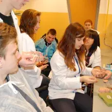20.11.2012 - dr Dorota Myślińska z Katedry Fizjologii Zwierząt i Człowieka prowadzi zajęcia pt. "Co w głowie piszczy - mózg pod lupą i mikroskopem" dla uczniów IV LO w Gdyni.