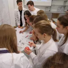 nauczyciele akademiccy Wydziału Biologii UG prowadzą zajęcia dla uczniów I LO w Kartuzach