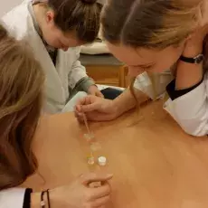 dr Małgorzata Kapusta z Katedry Cytologii i Embriologii Roślin prowadzi zajęcia pt. "Komórka roślinna w mikroskopie fluorescency